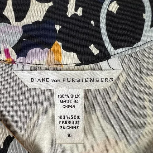 Diane Von Furstenberg 3/4 Sleeve Floral Silk Boatneck Shift Dress Size 10 D1365 - Picture 7 of 12